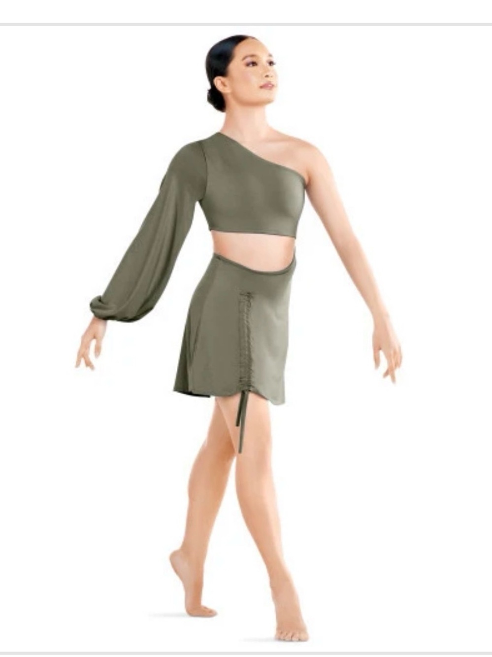 Tenth House Imagery Dance Costume Olive Asymmetric Lace-Up Mini Dress